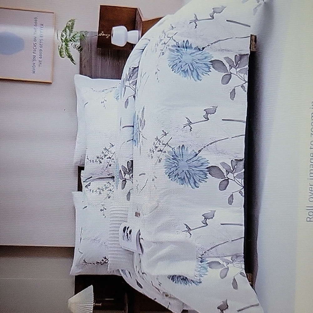 SexyTown blue white brown floral comforter set Farmhouse All Season Cotton New